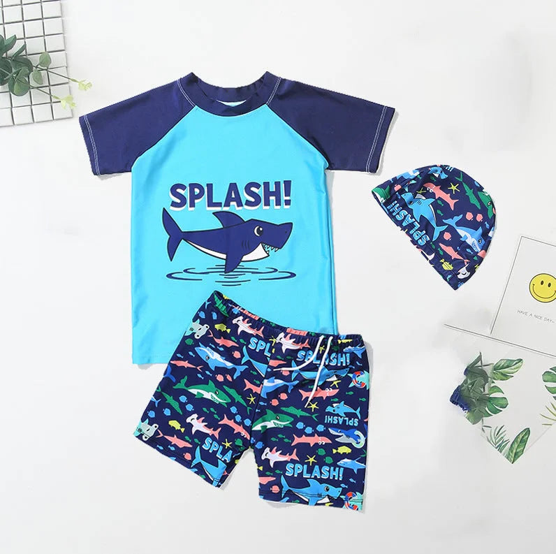 Boys Quick-Dry Rash Guard Swimwear with Sun Protection