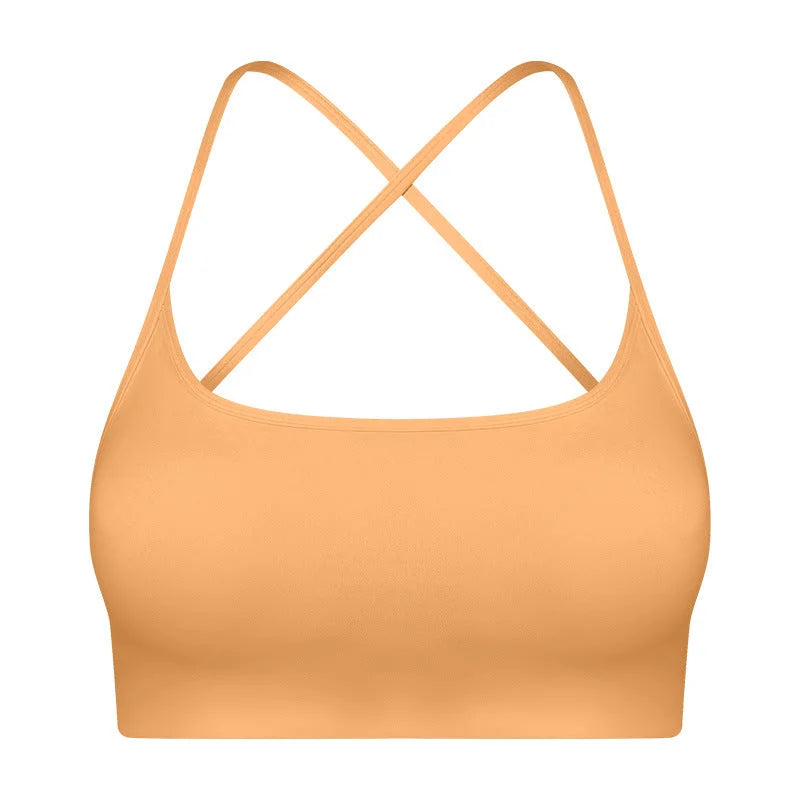 Cross Back Padded Sports Bra - Medium Impact Support