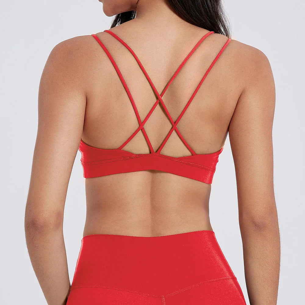 Bare Feel Cross-Back Sports Bra: Breathable Yoga Crop with Supportive Straps