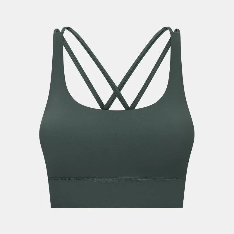 Crossback Sports Bra Matte Texture Wireless Support