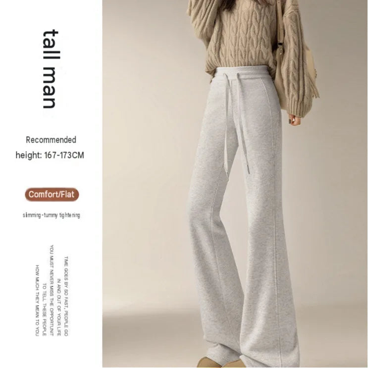 Cool Lyocell High-Waist Micro-Flare Wide-Leg Pants