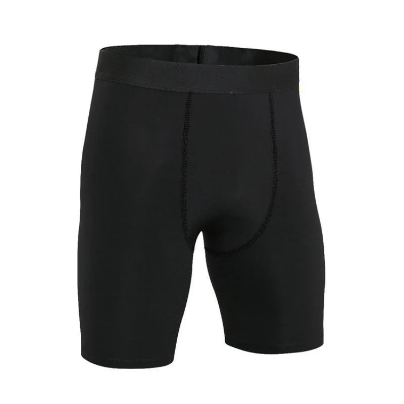 Matte Black High-Waisted Compression Shorts - Quick Dry Athletic Fit