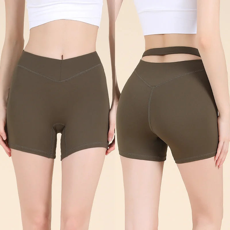 High Waisted Drawstring Yoga Shorts Butt Lifting Seamless Active Shorts