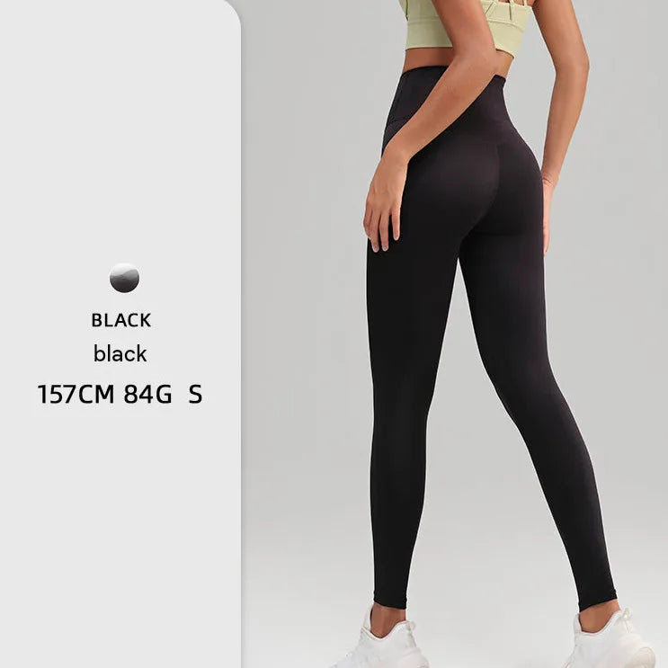 Naked Feel High-Waist Yoga Leggings Pocket Peach Hip Lift