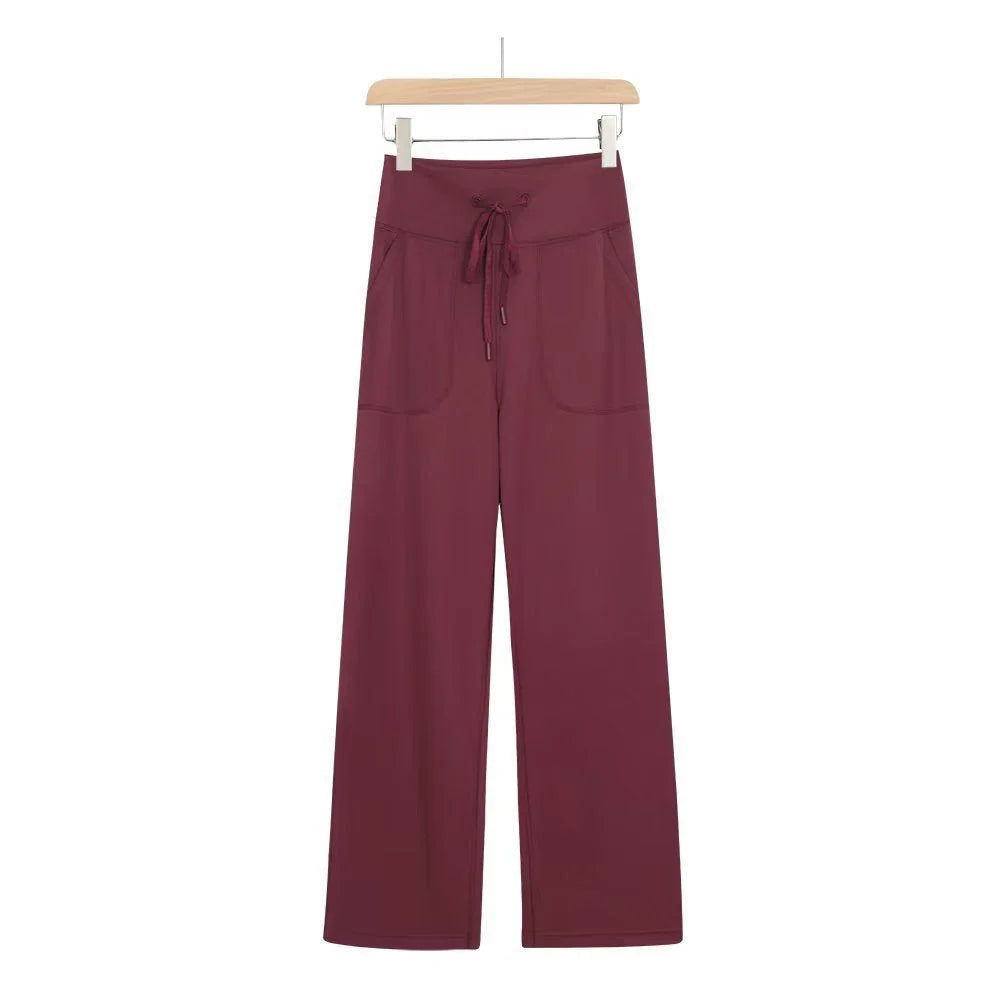High-waisted drawstring wide leg lounge pants