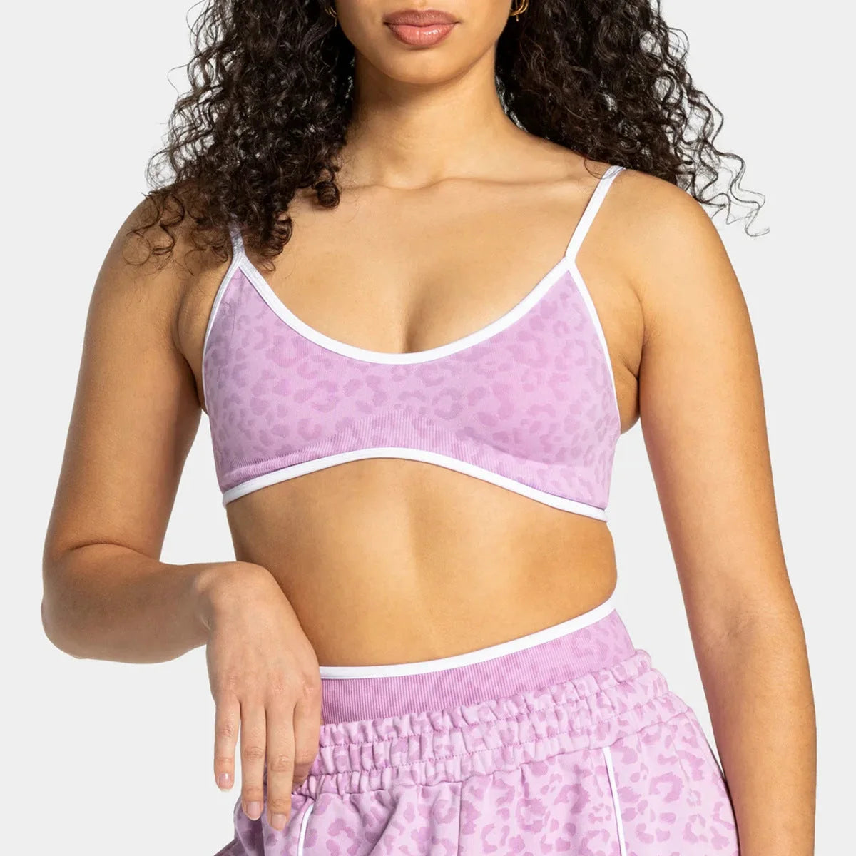 Leopard Print Sport Bra with Thin Straps