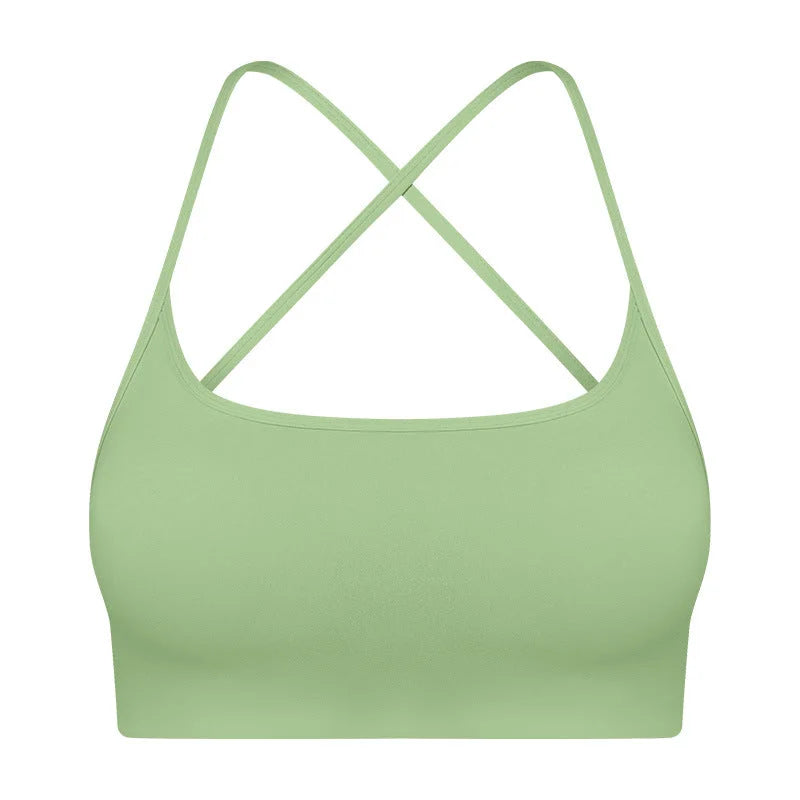 Cross Back Padded Sports Bra - Medium Impact Support