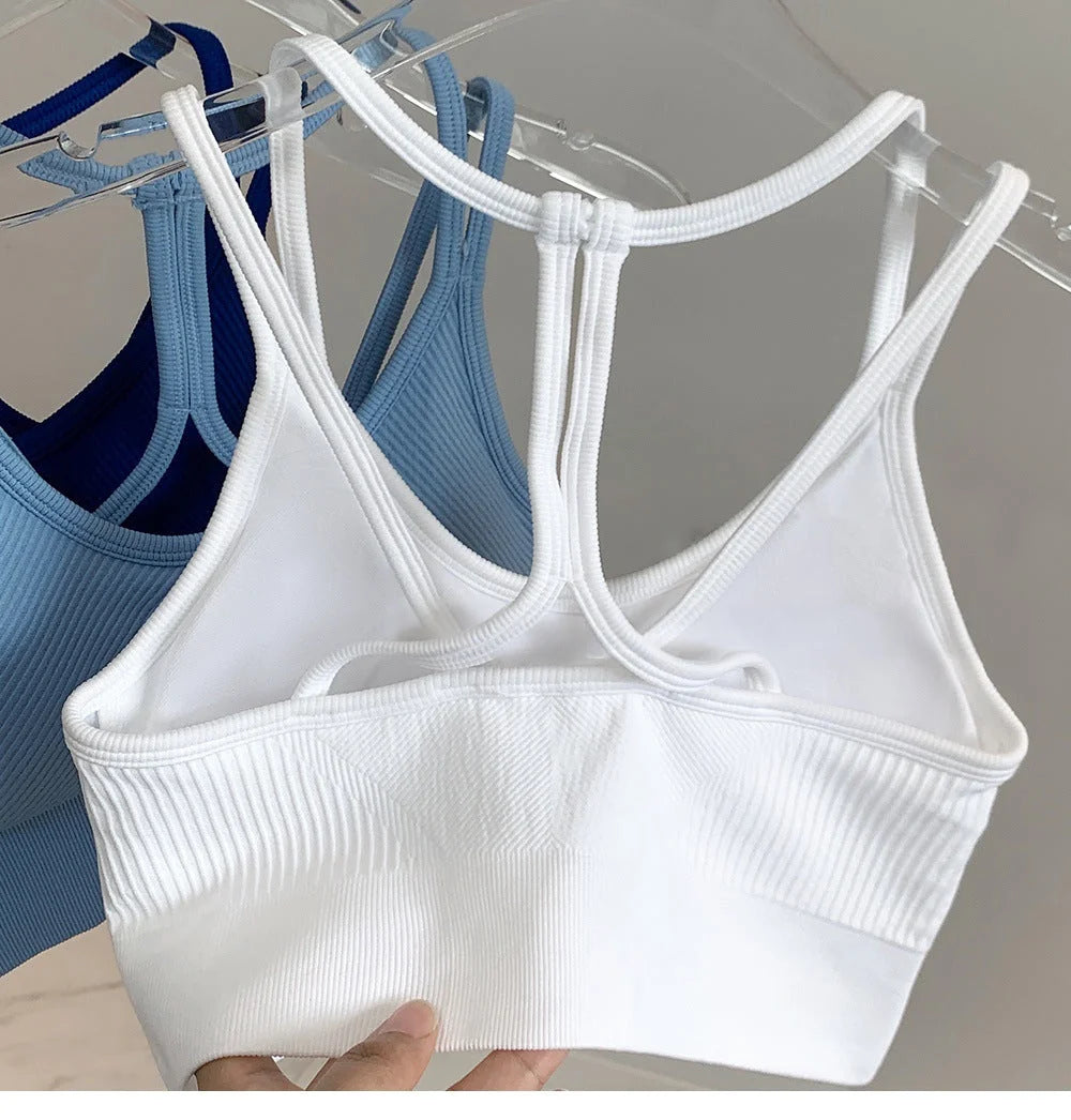 Nude feel sport bra with crisscross back