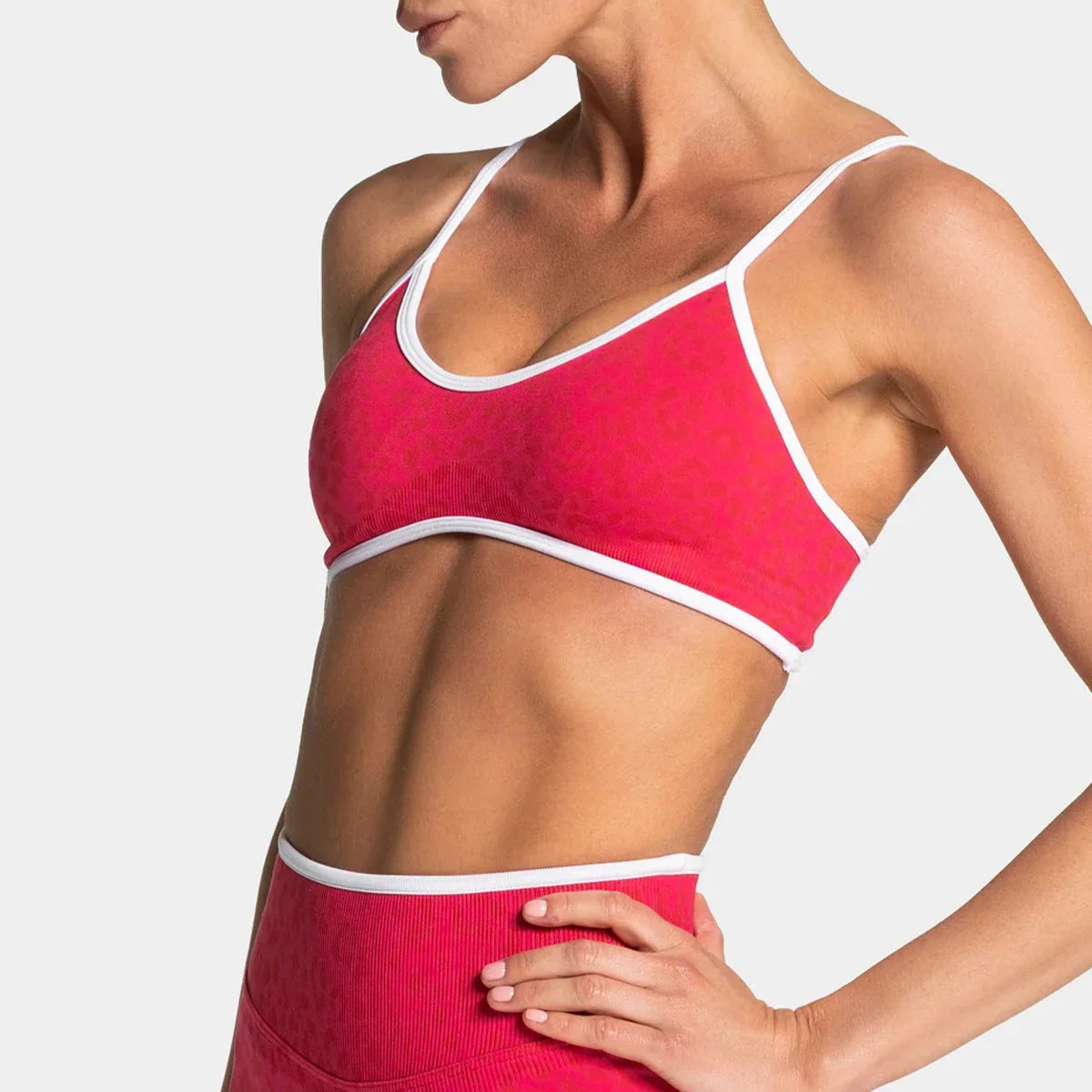 Leopard Print Sport Bra with Thin Straps