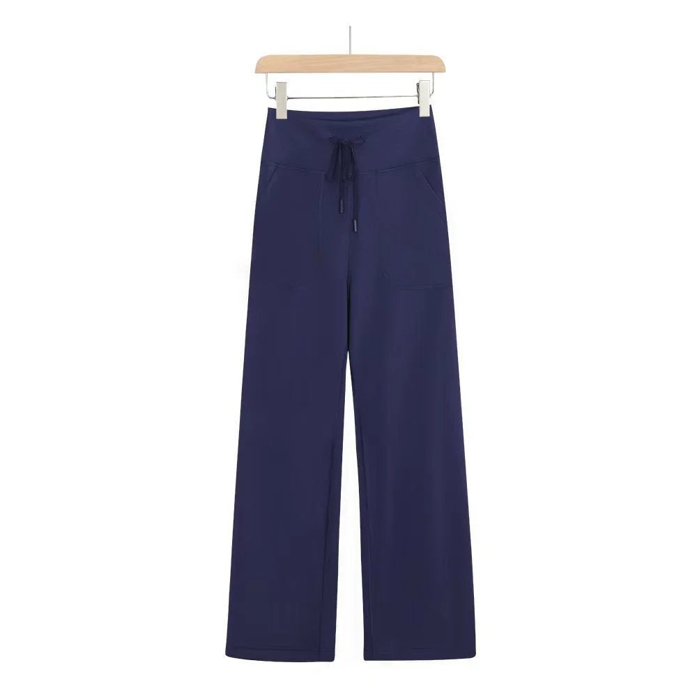 High-waisted drawstring wide leg lounge pants