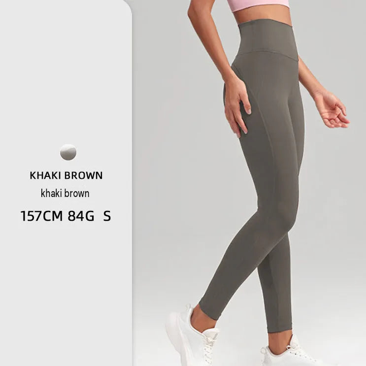 Naked Feel High-Waist Yoga Leggings Pocket Peach Hip Lift