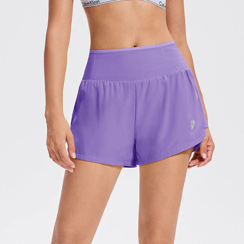 High-Waist Pocket Athletic Shorts - Breathable High-Rise Running Yoga Shorts
