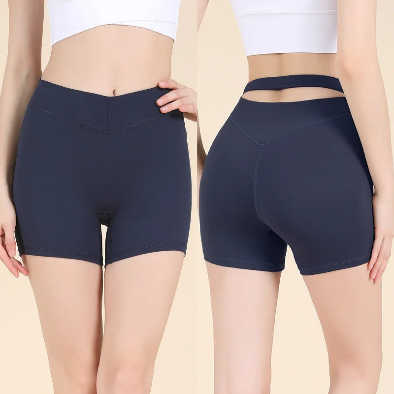 High Waisted Drawstring Yoga Shorts Butt Lifting Seamless Active Shorts