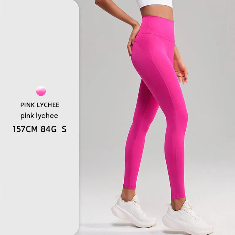 Naked Feel High-Waist Yoga Leggings Pocket Peach Hip Lift