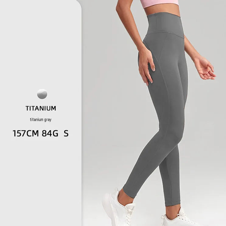 Naked Feel High-Waist Yoga Leggings Pocket Peach Hip Lift