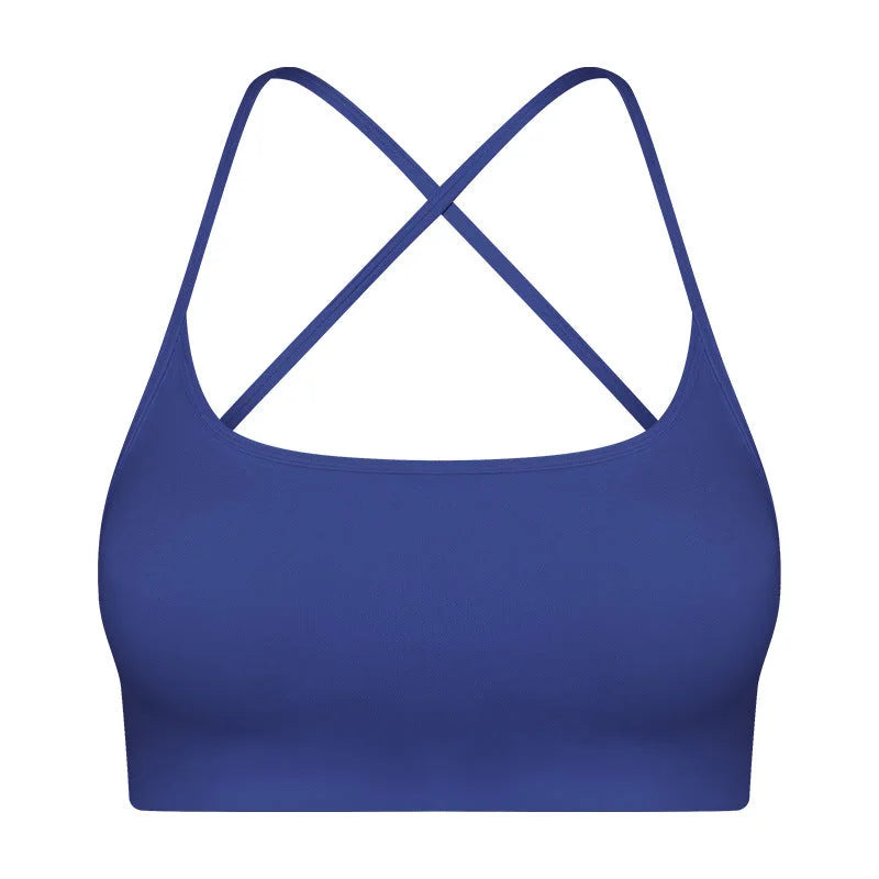 Cross Back Padded Sports Bra - Medium Impact Support