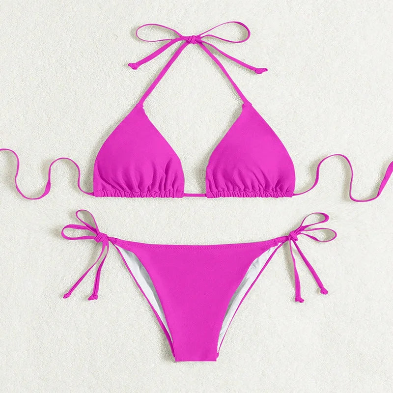 Triangle Bikini with Ties and Halter Neck