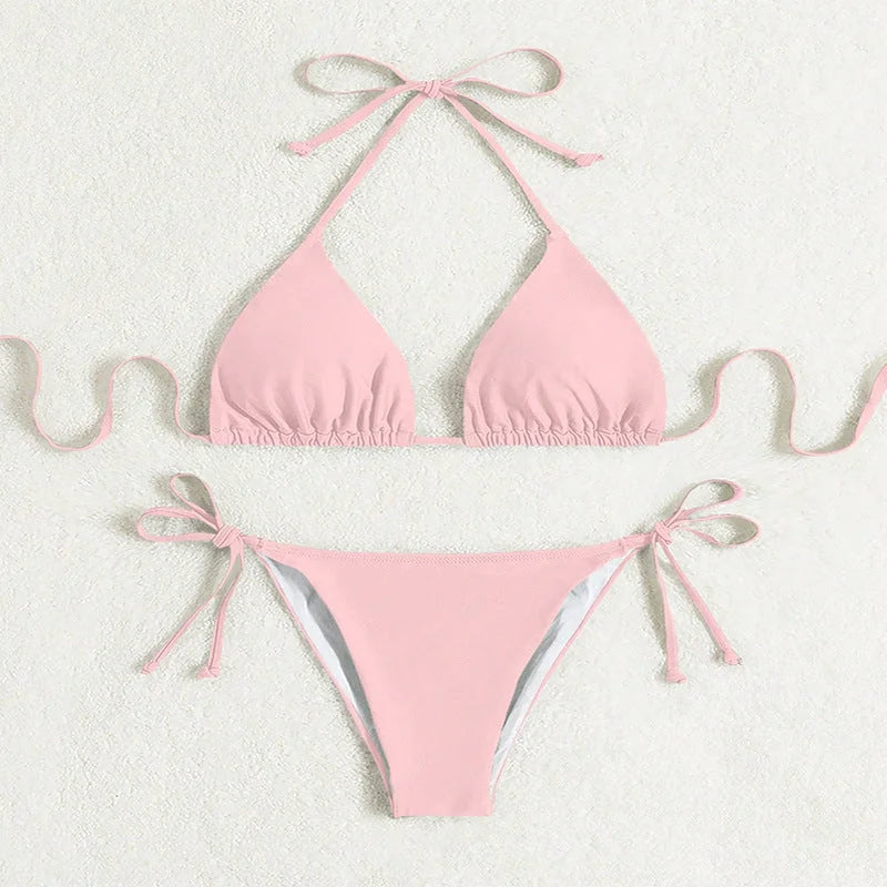 Triangle Bikini with Ties and Halter Neck