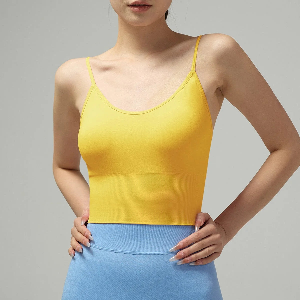 Fine-Strap Sports Bra - Anti-Shock Racerback Yoga Tank