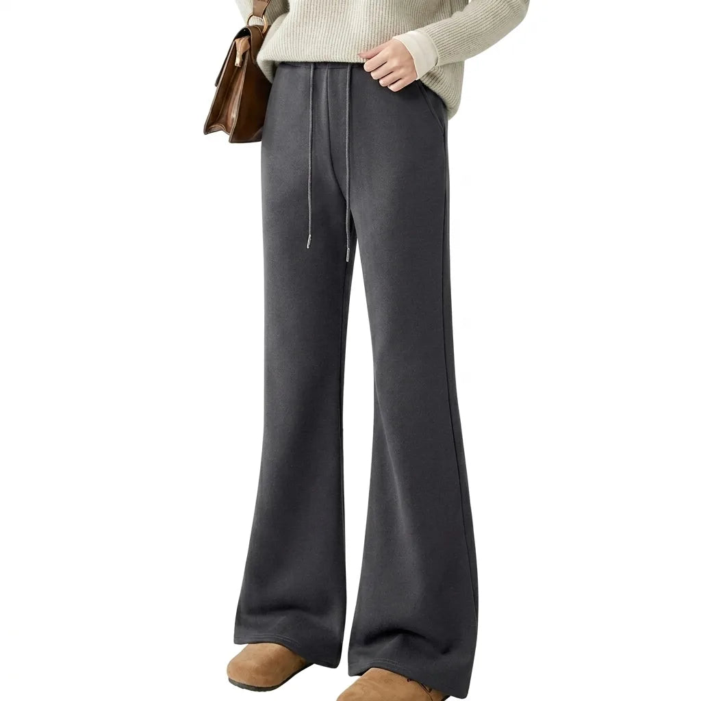 Cool Lyocell High-Waist Micro-Flare Wide-Leg Pants