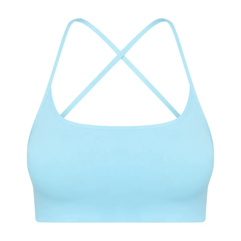 Cross Back Padded Sports Bra - Medium Impact Support