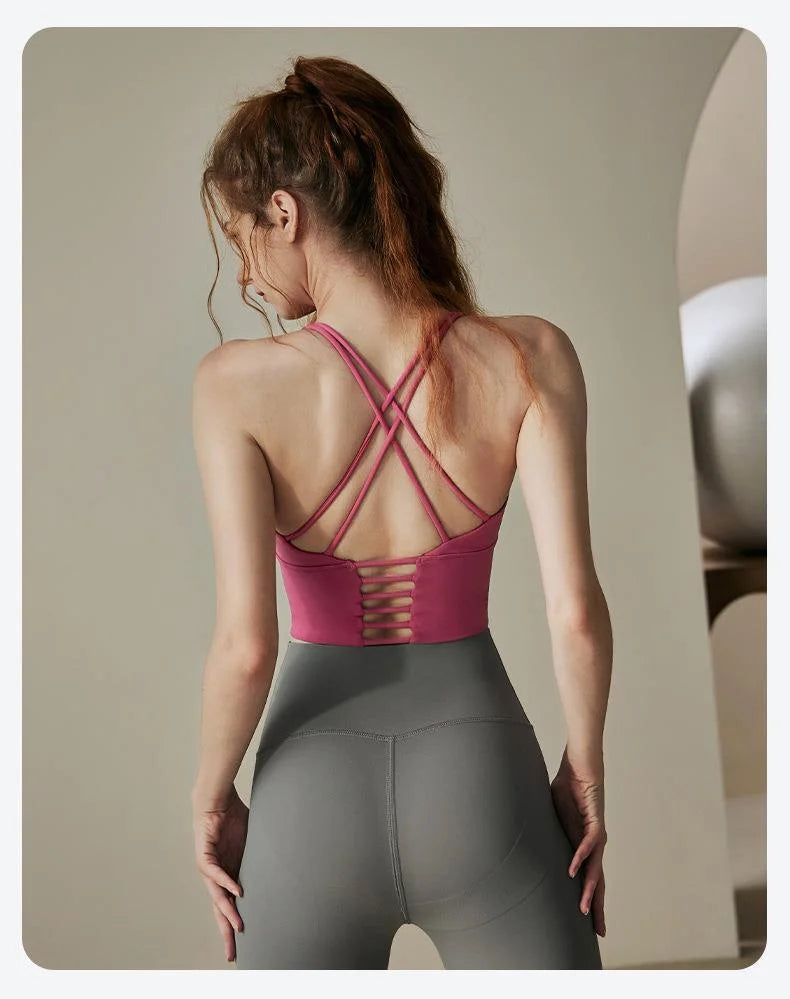 Padded Cross Strap Sports Bra Longline Yoga Vest - Summer 2026