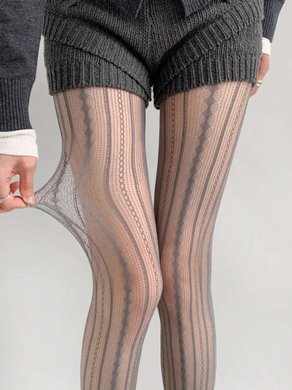 Ripped Lace Fishnet Tights Cutout Stockings Y2K Punk Style