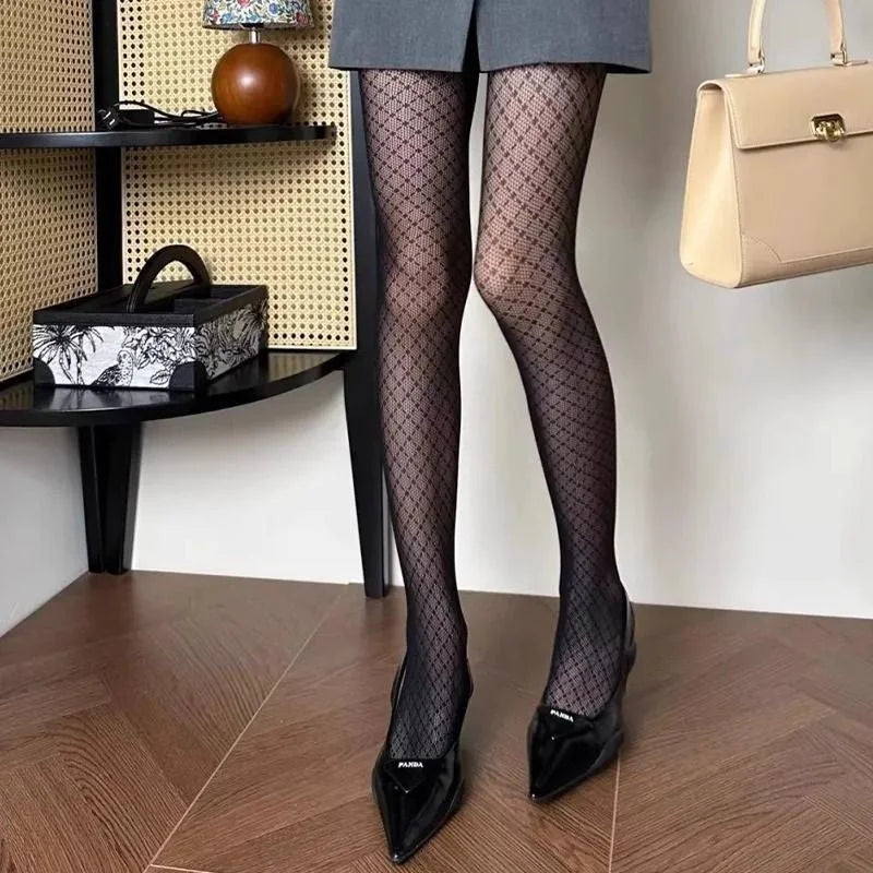 Lace Floral Mesh Tights - Sheer Patterned Pantyhose for Women