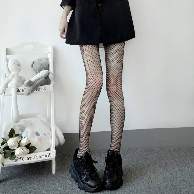 Ripped Lace Fishnet Tights Cutout Stockings Y2K Punk Style