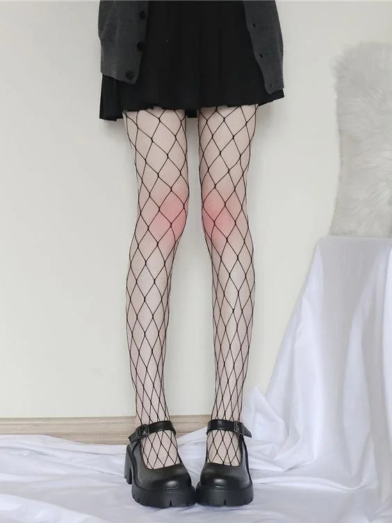 Ripped Lace Fishnet Tights Cutout Stockings Y2K Punk Style