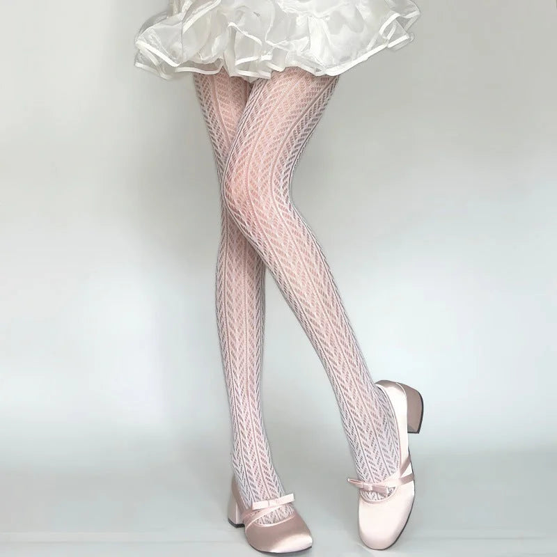 Lace Floral Mesh Tights - Sheer Patterned Pantyhose for Women