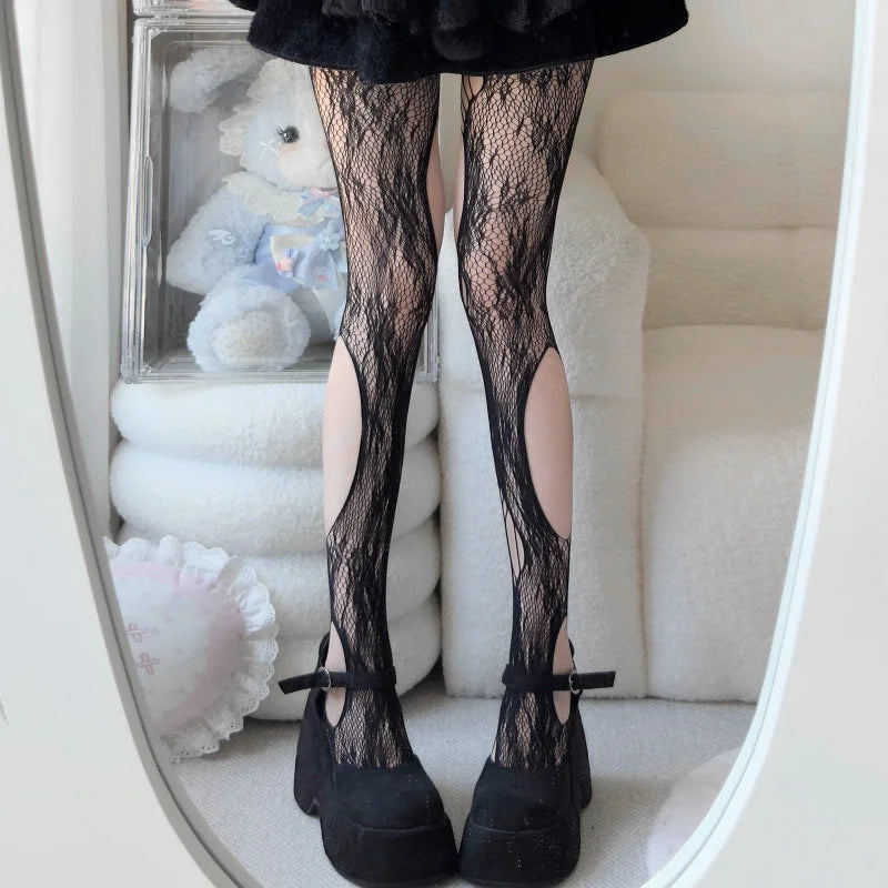 Lace Floral Mesh Tights - Sheer Patterned Pantyhose for Women