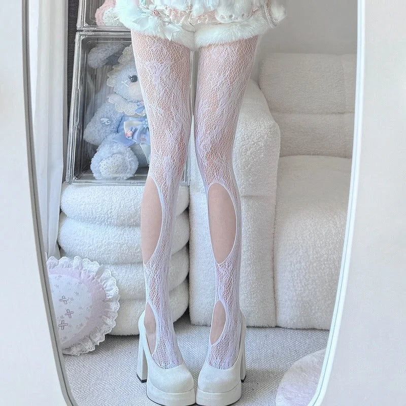Lace Floral Mesh Tights - Sheer Patterned Pantyhose for Women