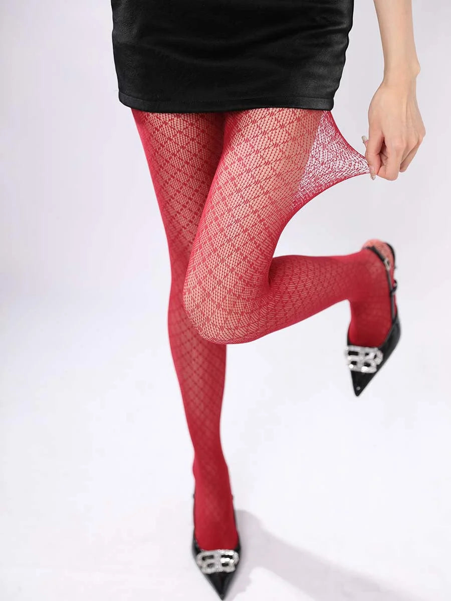 Ripped Lace Fishnet Tights Cutout Stockings Y2K Punk Style