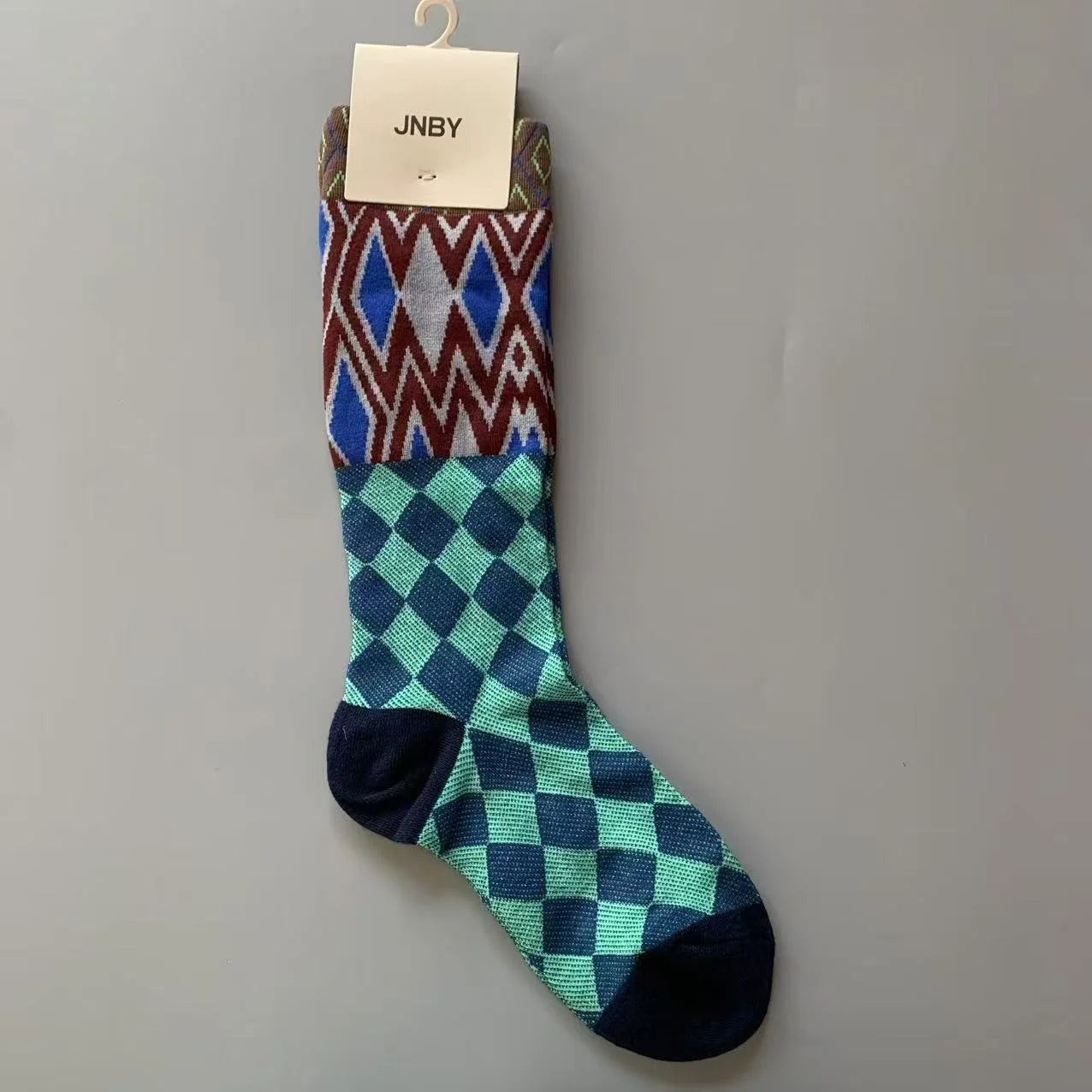 Vintage Jacquard Mid-Calf Socks for Women - Retro Patterned Crew Socks