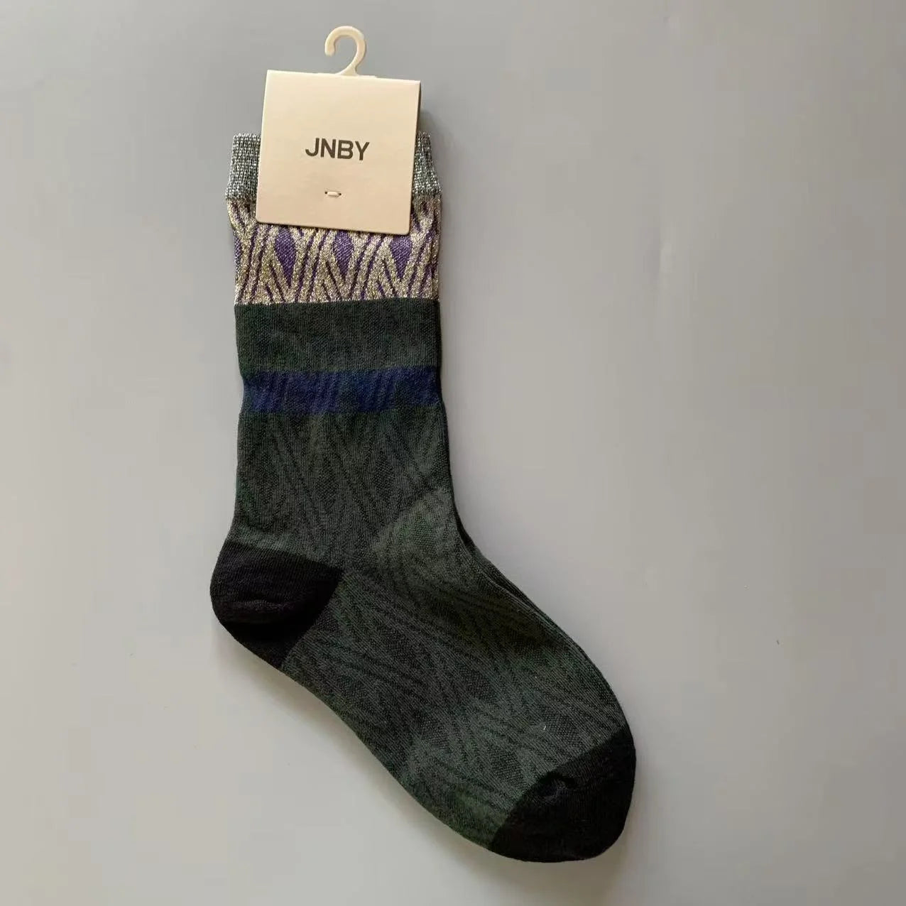 Vintage Jacquard Mid-Calf Socks for Women - Retro Patterned Crew Socks