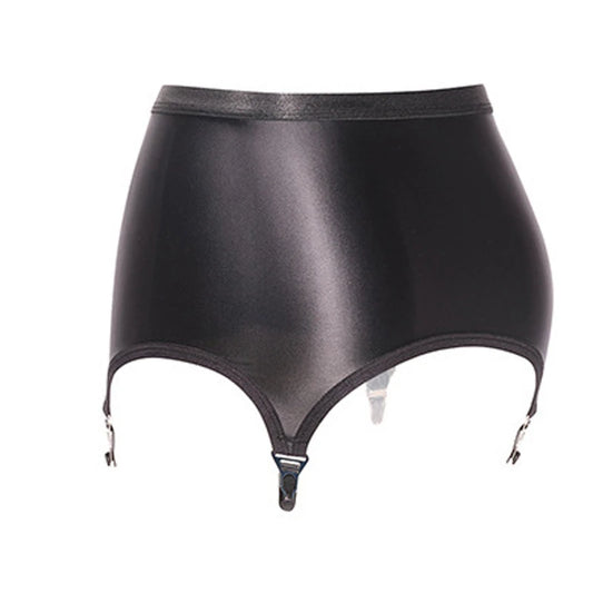 Black Vintage Suspender Belt with Metal Clips for Stockings