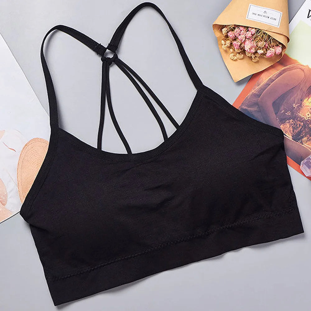 Seamless Sports Crop Top Bra Wide Straps Yoga Fitness Activewear