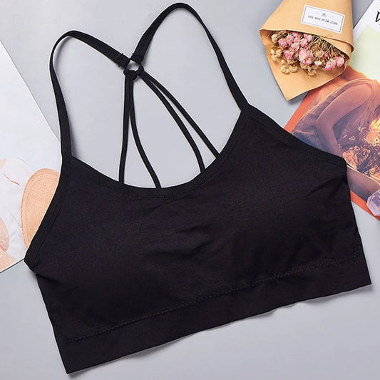 Seamless Sports Crop Top Bra Wide Straps Yoga Fitness Activewear