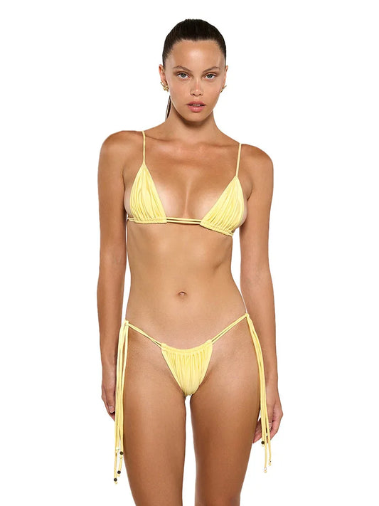 Miyouj Solid Color Bikini Triangle Two Piece Suit Bandage Bathsuit New Swimsuit High Cut Bikinis Women Beachwear Sexy Swimwear