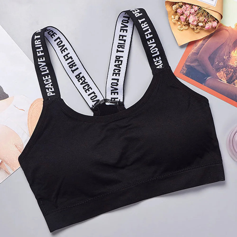 Seamless Sports Crop Top Bra Wide Straps Yoga Fitness Activewear
