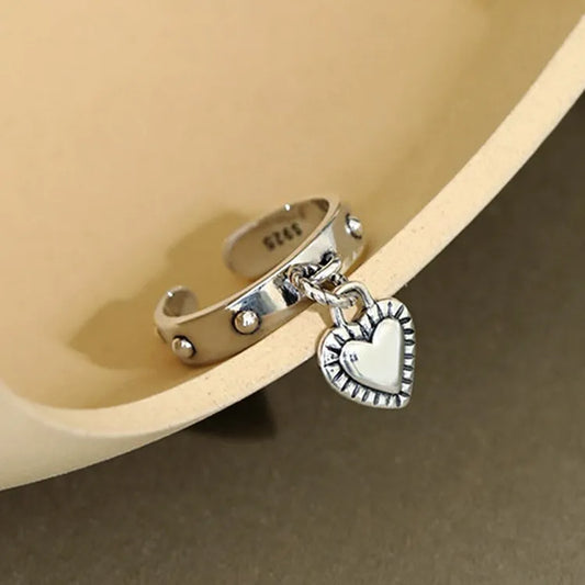 Vintage Retro Adjustable Open Love Heart Rings Female Geometric Accessories Personality Jewelry for Women