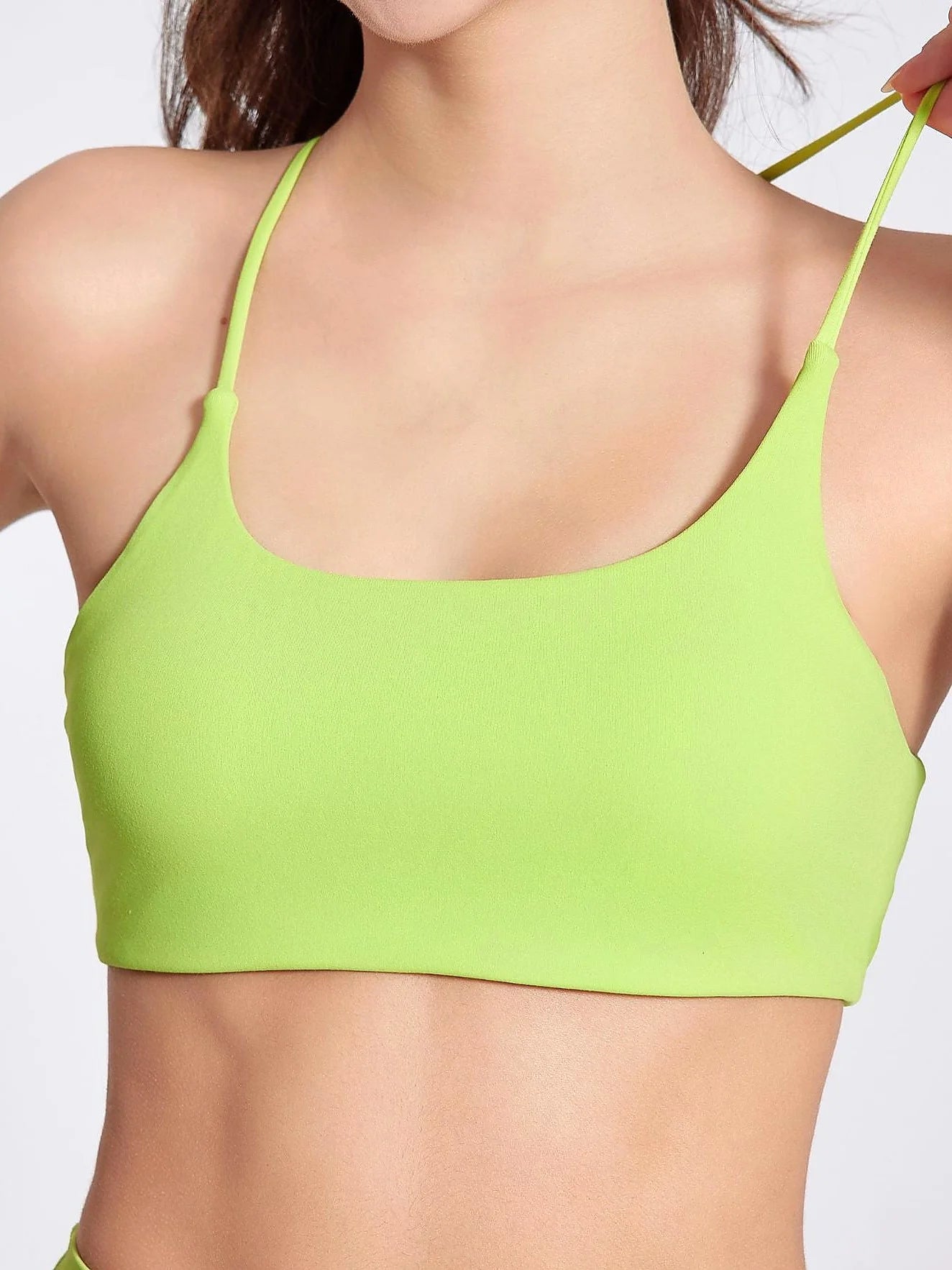 Nude feel cross back sports bra with shock absorption