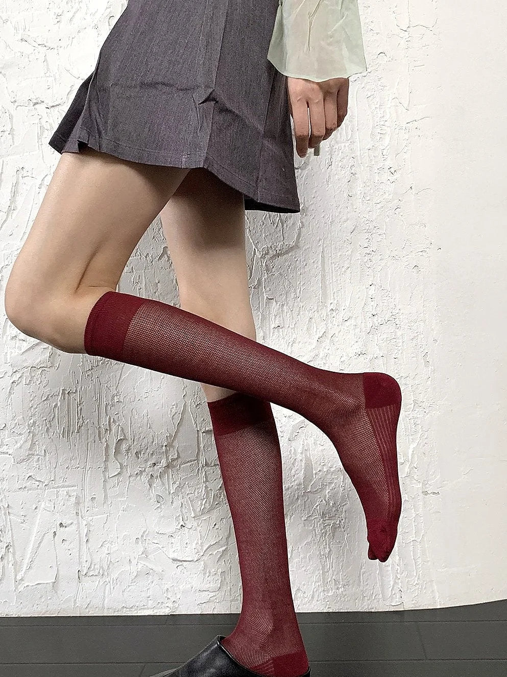 Tabi Split Toe Socks Women - Sheer Mesh Calf High Summer Socks