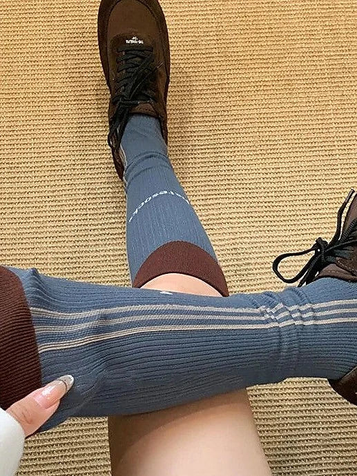 Striped Compression Calf Socks for Women - Breathable Fitness Socks