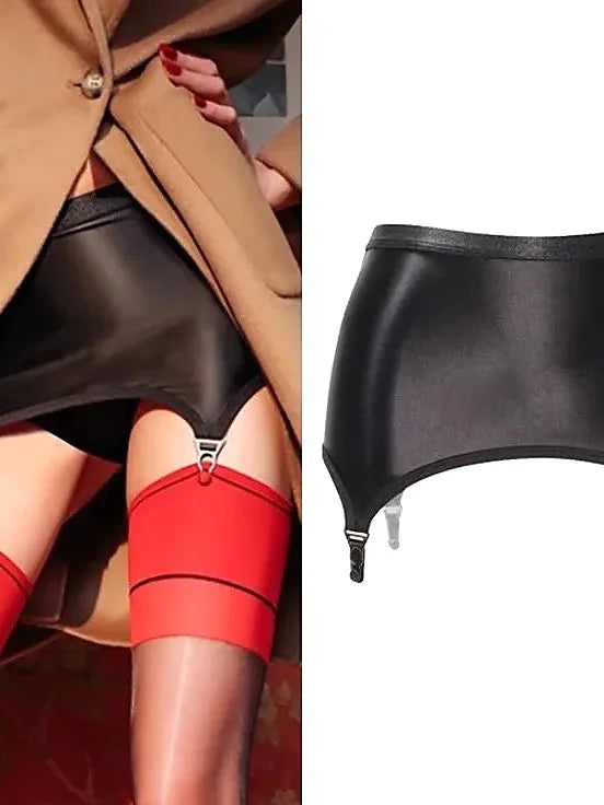 Black Vintage Suspender Belt with Metal Clips for Stockings