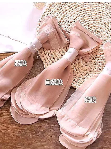 Ultra Sheer Thin Summer Stockings for Women - Ruffled Edge Ice Silk Socks
