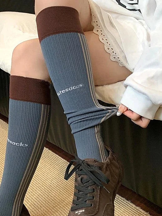 Striped Compression Calf Socks for Women - Breathable Fitness Socks