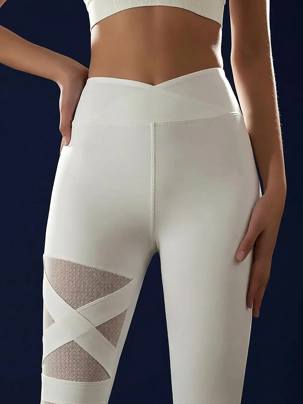 High Waisted V-Waist Mesh Butt Lift Yoga Leggings