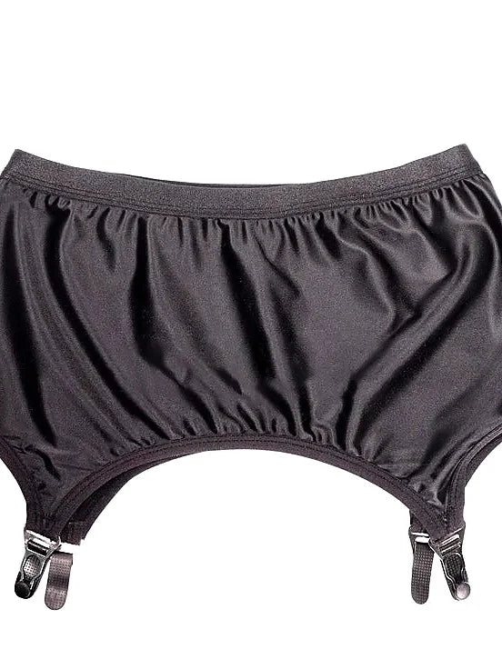 Black Vintage Suspender Belt with Metal Clips for Stockings